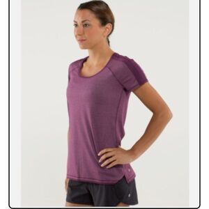 Lululemon Race Me Shirt Purple Plum Four Way Stretch Wicking- sz8